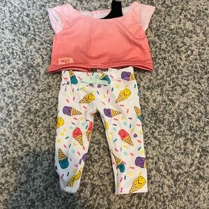Adorable Pink Top and Ice Cream Print Leggings Set